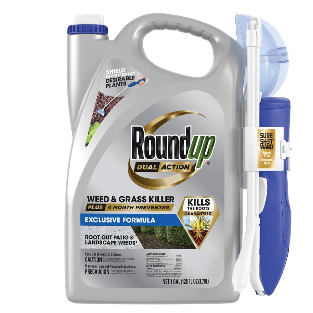 1 Gal. Dual Action Weed and Grass Killer Plus 4-Month Preventer with Sure Shot Wand - Hercitys