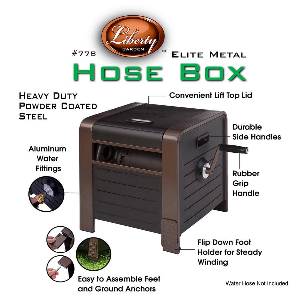 200 ft. Bronze Steel Elegant Hose Box Garden Hose Reel - Hercitys