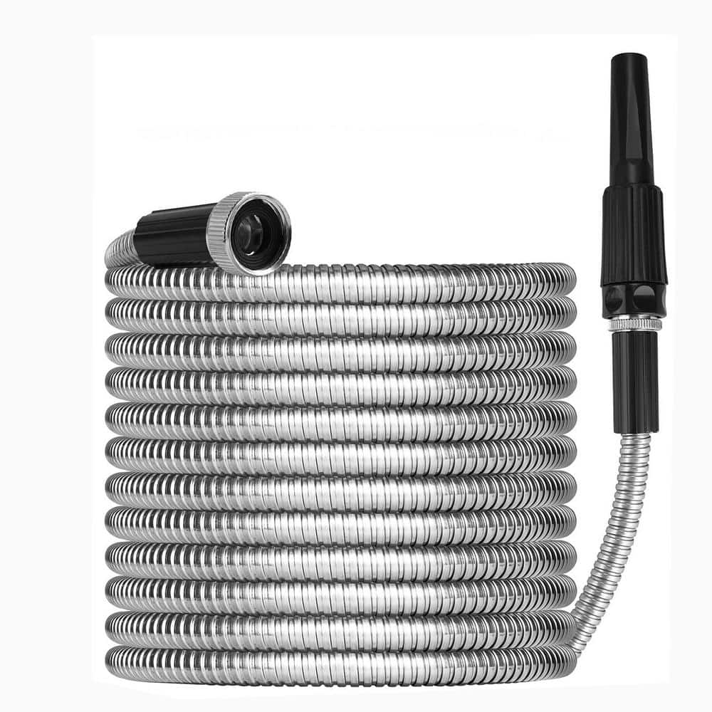 1/2 in. x 75 ft. 304 Stainless Steel Garden Water Hose Pipe Flexible Lightweight Kink Free Garden Water Outdoor Hose - Hercitys