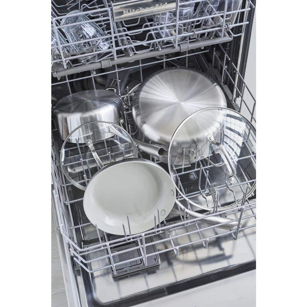 10-Piece Tri-Ply Stainless Steel Healthy Ceramic Nonstick Multi Clad Cookware Pots and Pans Set in Silver - Hercitys