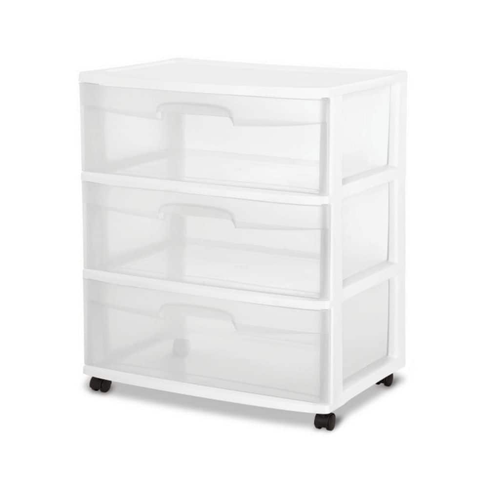13.25 in. W x 7 in. H x 19.12 in. D Clear Stackable Pull-Out Plastic 3-Drawer Storage (3-Pack) - Hercitys