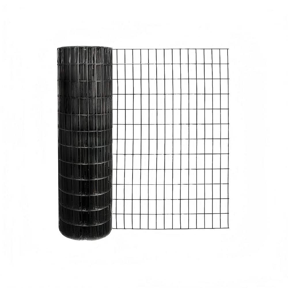 2 ft. x 50 ft. Black Vinyl Coated Hardware Cloth, 24 in. H PVC Coated Welded Wire Mesh Fence, Metal Garden Fence - Hercitys