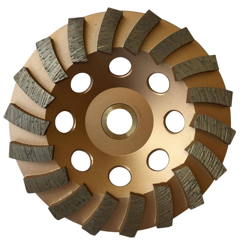 5 in. Diamond Grinding Wheel for Concrete and Masonry, 18 Turbo Diamond Segments, 7/8 in. – 5/8 in. Non-Threaded Arbor - Hercitys