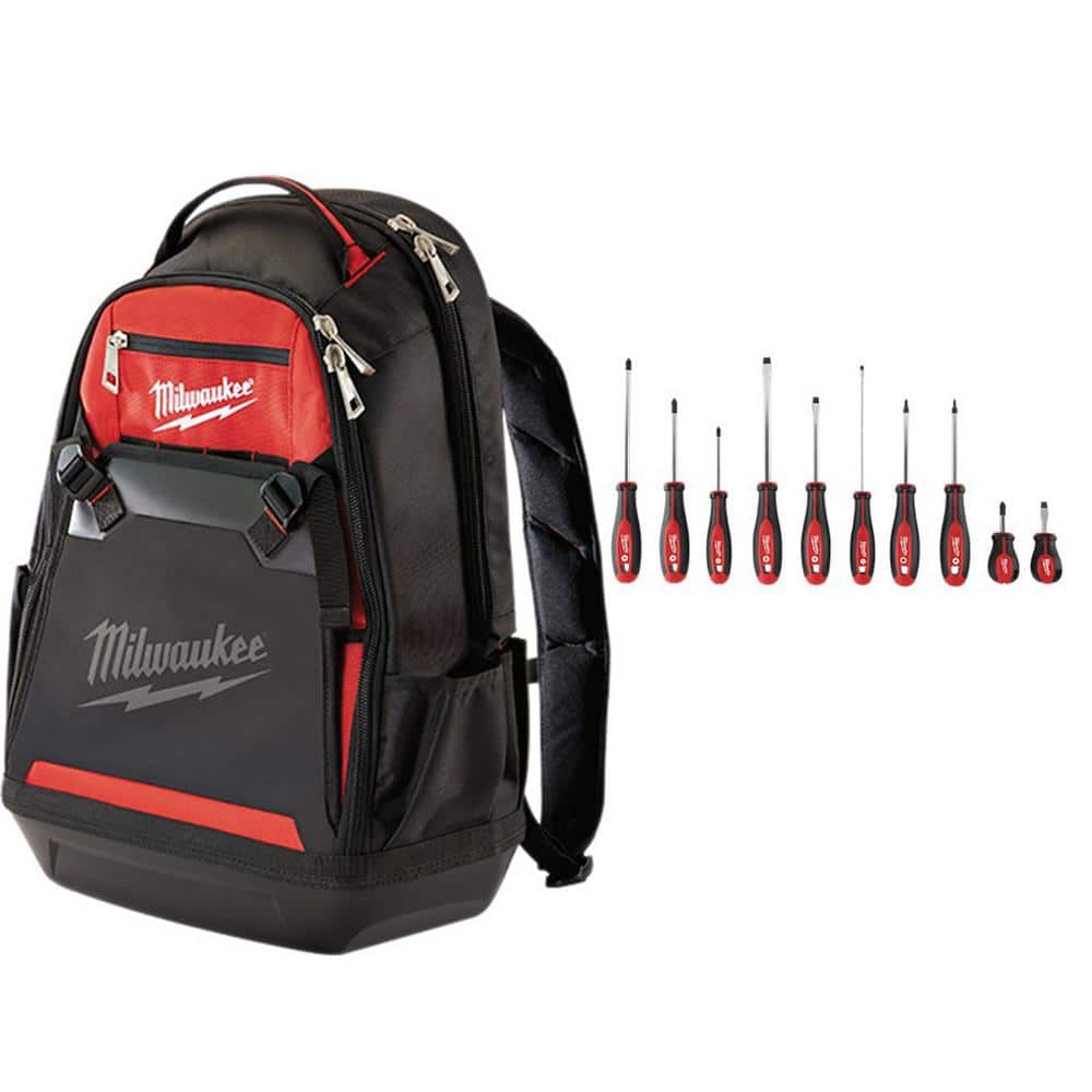 10 in. Jobsite Tool Backpack with Screwdriver Set (11-Piece) - Hercitys
