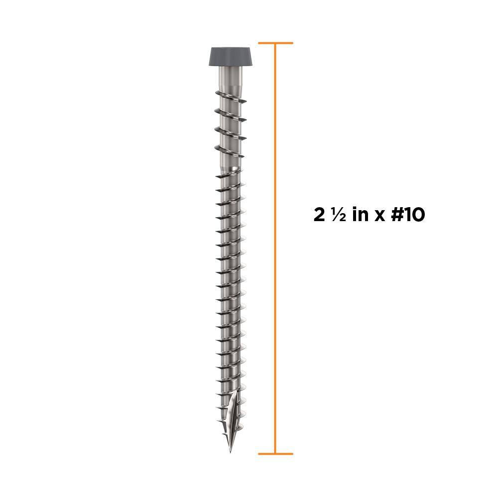 #10 2-1/2 in. 316 Stainless Steel Star Drive Dark Gray Composite Deck Screws (350-Count) - Hercitys