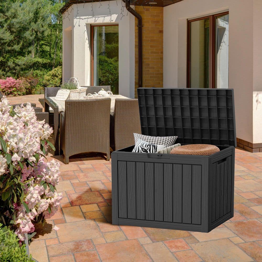 45 Gal. Black Outdoor Durable Storage Deck Box - Hercitys