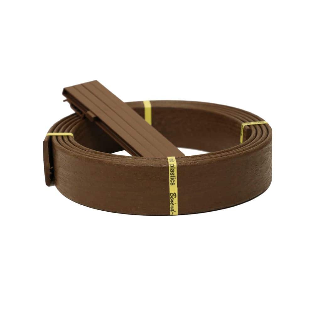 16 ft. x 3.3 in. x .30 in. Benda Board Flex Plastic Teak Edging Pack (4-Stakes Included) - Hercitys