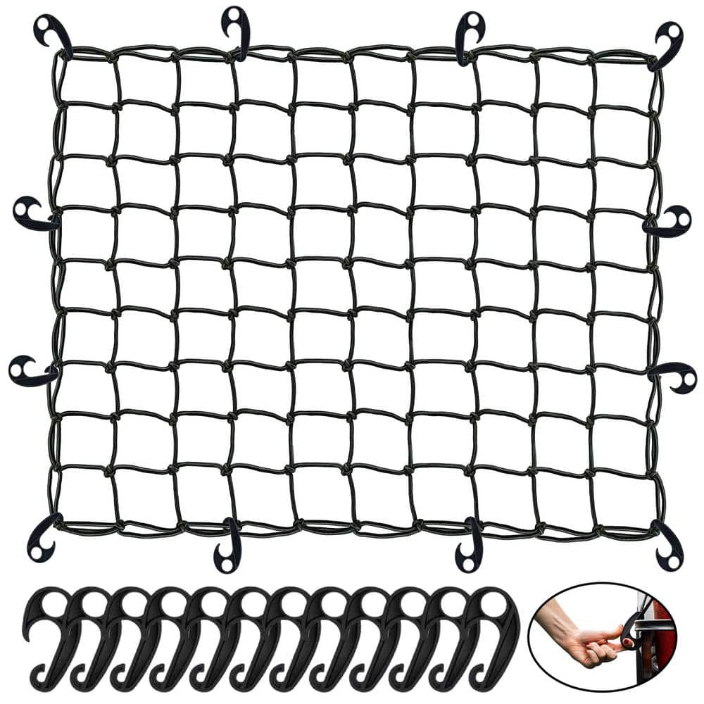 36 in. x 39 in. Heavy-Duty Bungee Cargo Net – Stretches to 80 in. x 75 in. - Hercitys