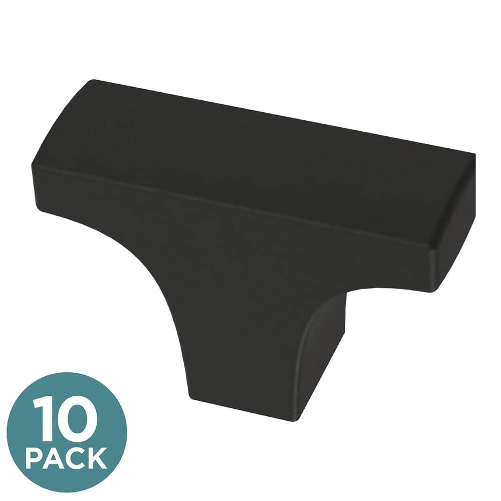 (10-Pack) Modern Track 1-21/32 in. (42 mm) Modern Matte Black T-Shaped Bar Cabinet Knobs - Hercitys
