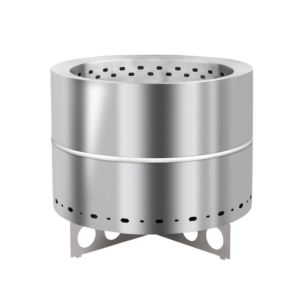 16.7 in. H Stainless Steel Smokeless Stove with Storage Bag and Handle and Base - Hercitys