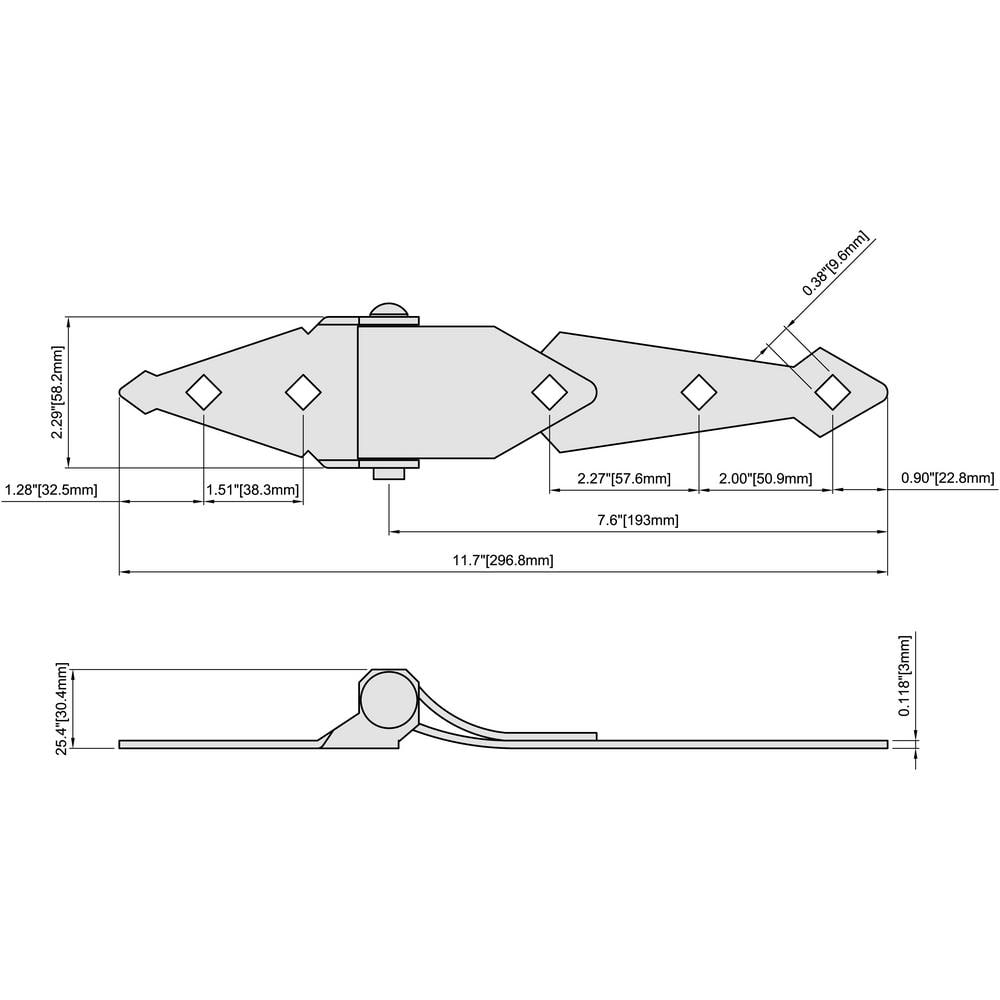 (2-Pack) 8 in. Black Heavy Duty Strap Hinge - Hercitys