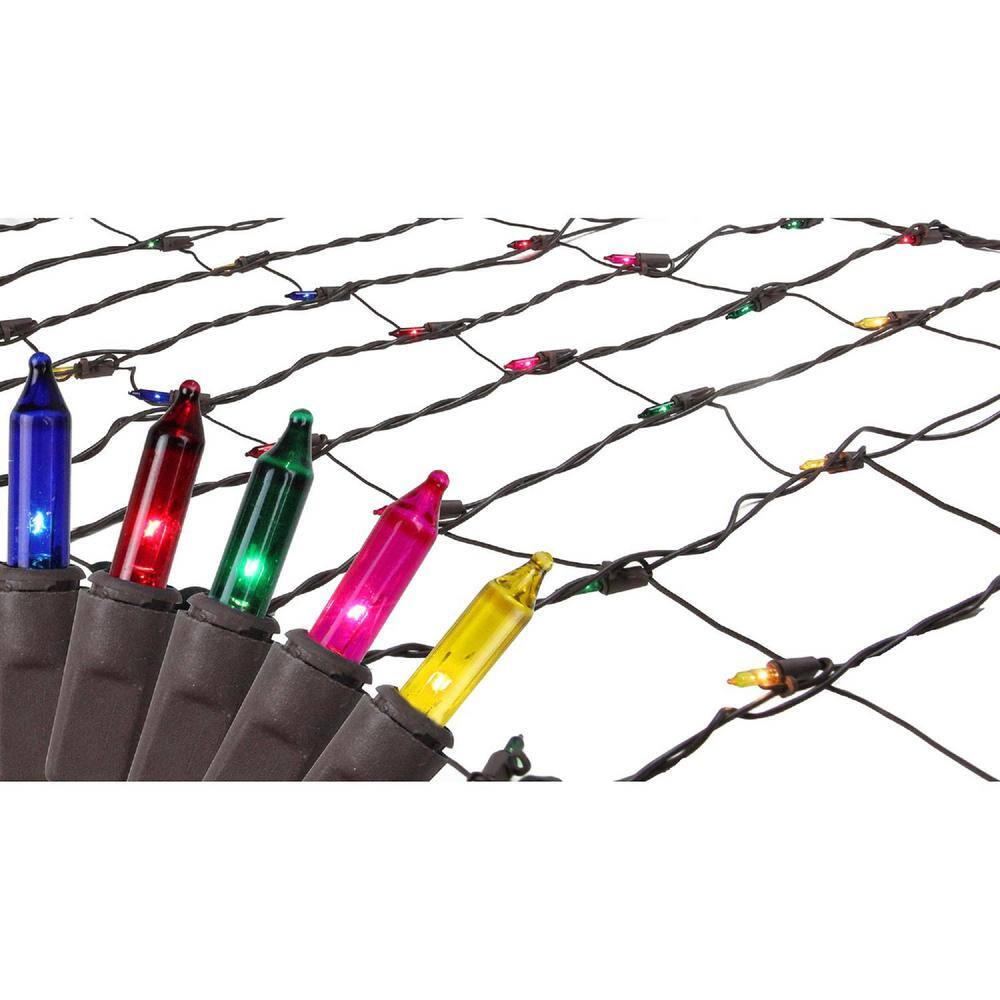 2 ft. x 8 ft. Multi-Color Mini Net Style Tree Trunk Wrap Christmas Lights with Brown Wire - Hercitys