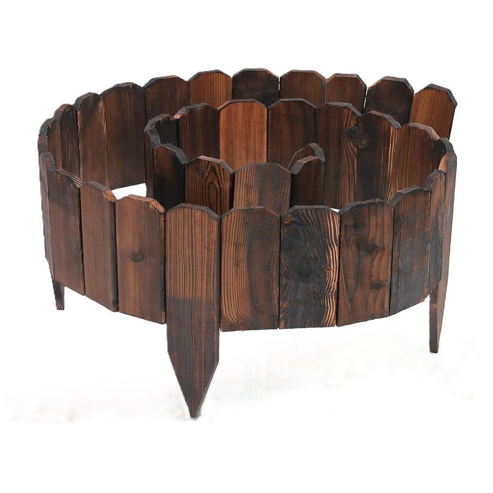 1 in. x 14 in. x 141.6 in. Sturdy Brown Pine Wood, Garden Fence Edging, No Fading Wooden Planter Fencing Yard Pathway - Hercitys