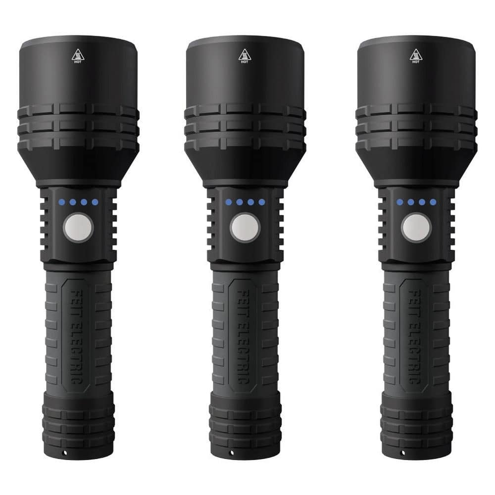 2000 lumens 7.5 in. Dual Power LED Rechargeable Long Range Handheld Flashlight (3-Pack) - Hercitys