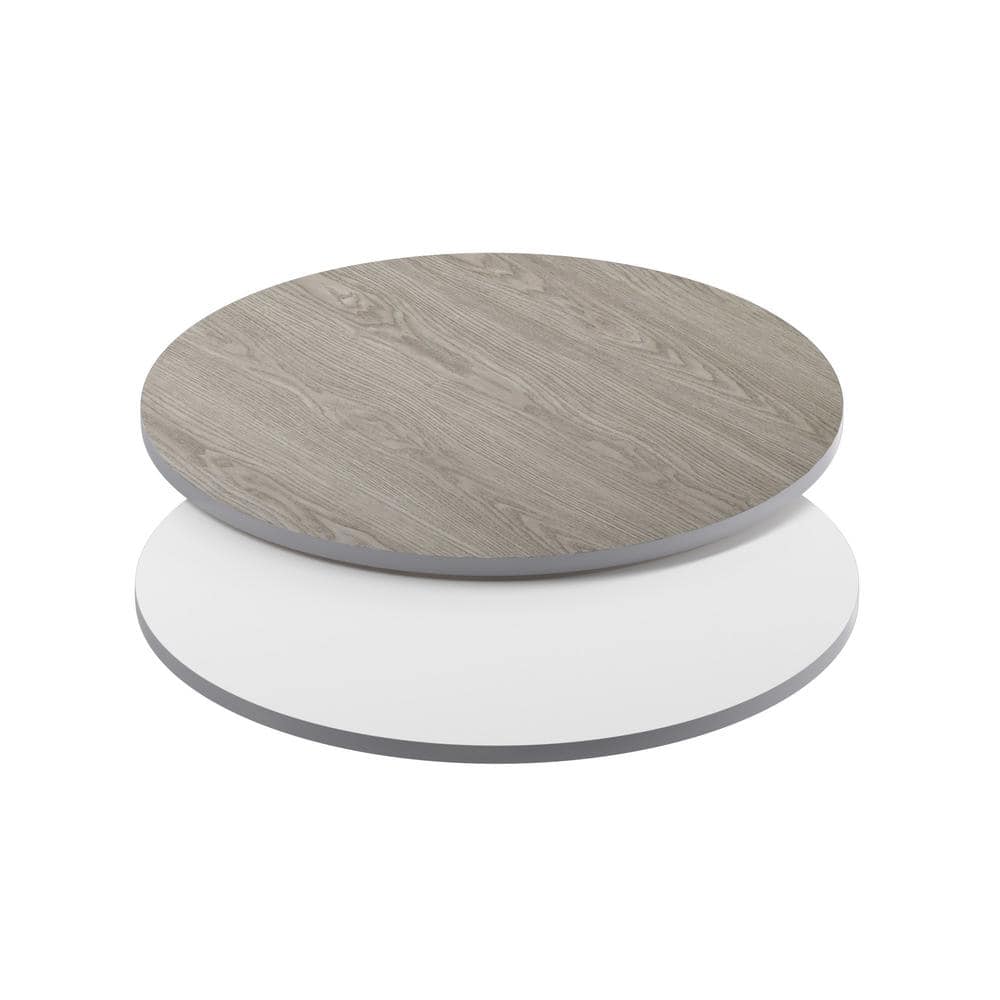 36 in. White/Gray Round Table Top Only - Hercitys