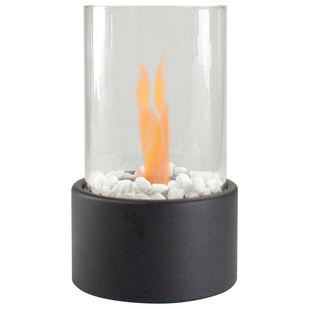 10.5 in. Bio Ethanol Round Portable Tabletop Fireplace with Black Base - Hercitys