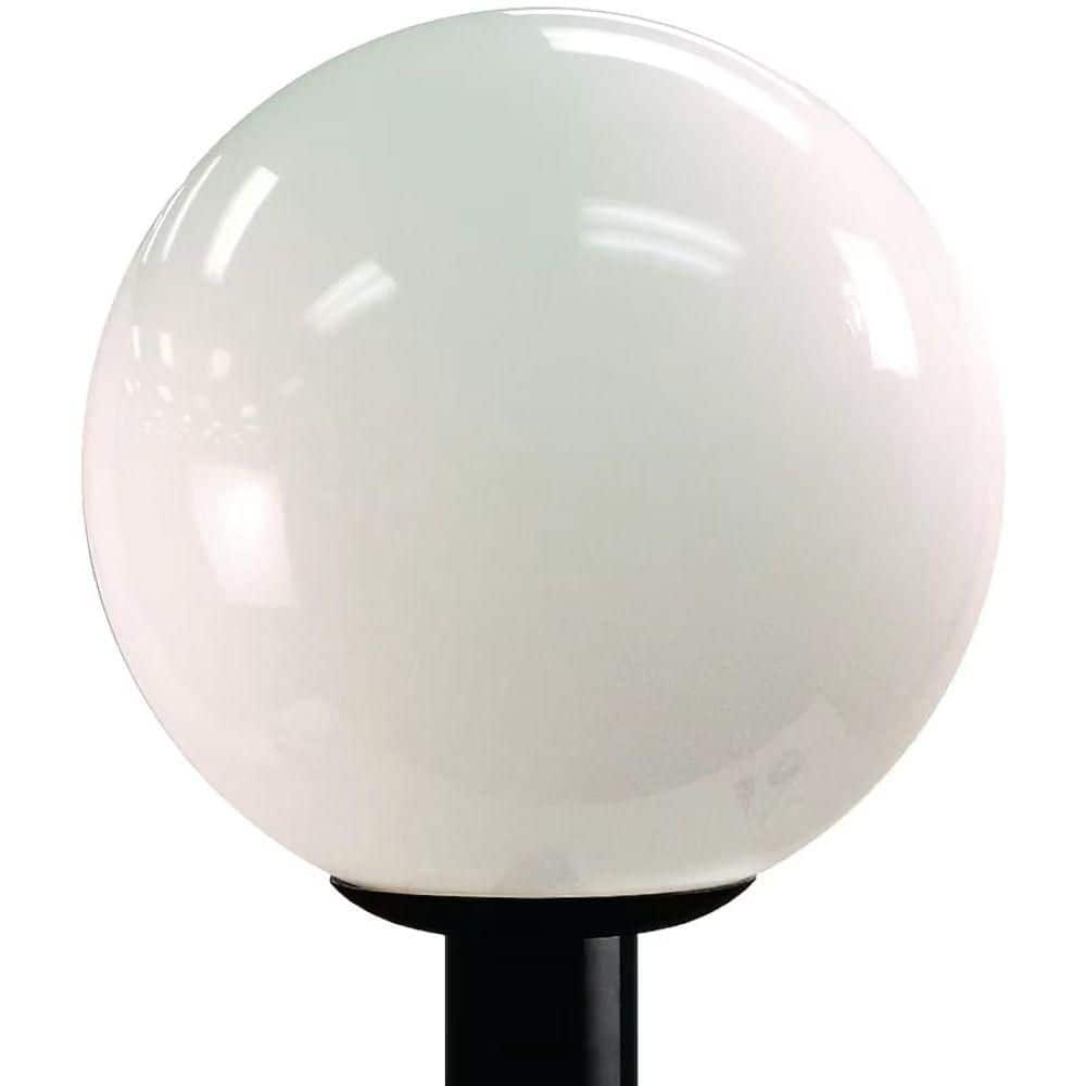 12 in. 1-Light Opal Acrylic and Black Aluminum Hardwired Weather Resistant Outdoor Globe Post Light with 3000K LED Bulb - Hercitys