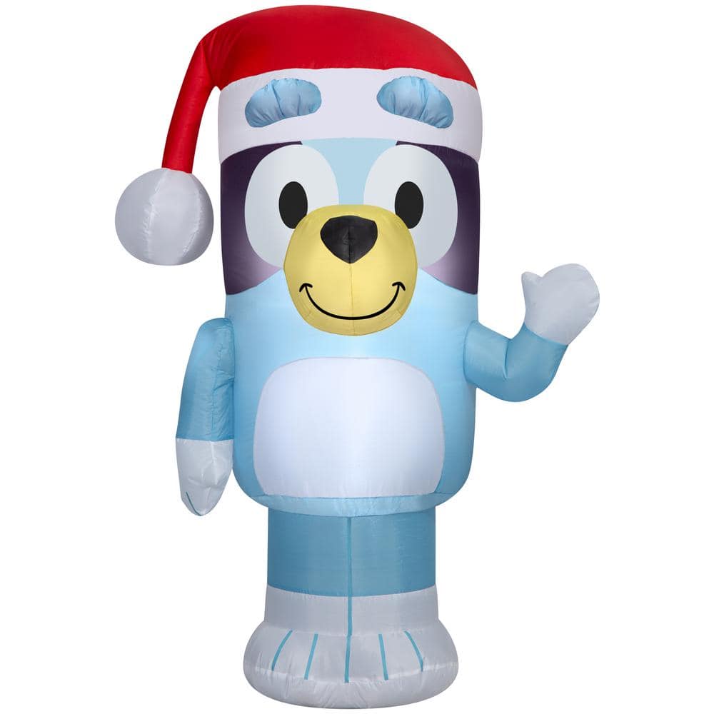 3.5 ft. H x 2 ft. W x 2 ft. 76 in. L LED Lighted Christmas Inflatable Airblown-Bluey in Santa Hat-SM-Bluey - Hercitys