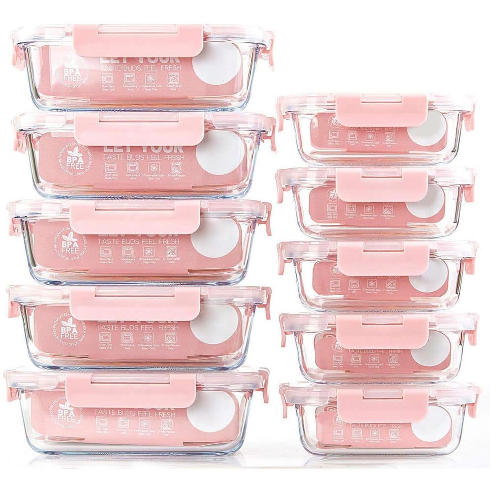 10 Pack Glass Meal Prep Containers Airtight Food Storage with Lids, Microwave Oven Freezer Dishwasher Safe - Hercitys