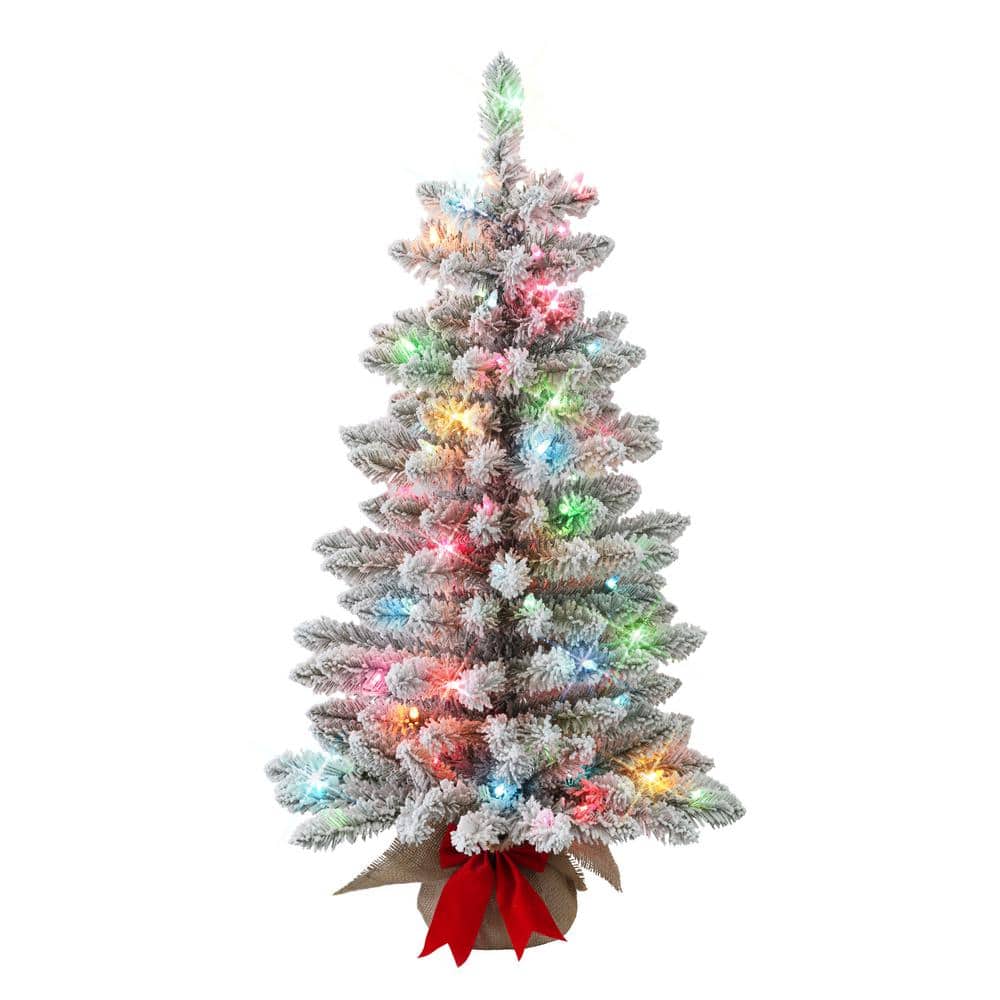 3 ft. Prelit Flocked Fraser Fir Artificial Christmas Tree - Hercitys