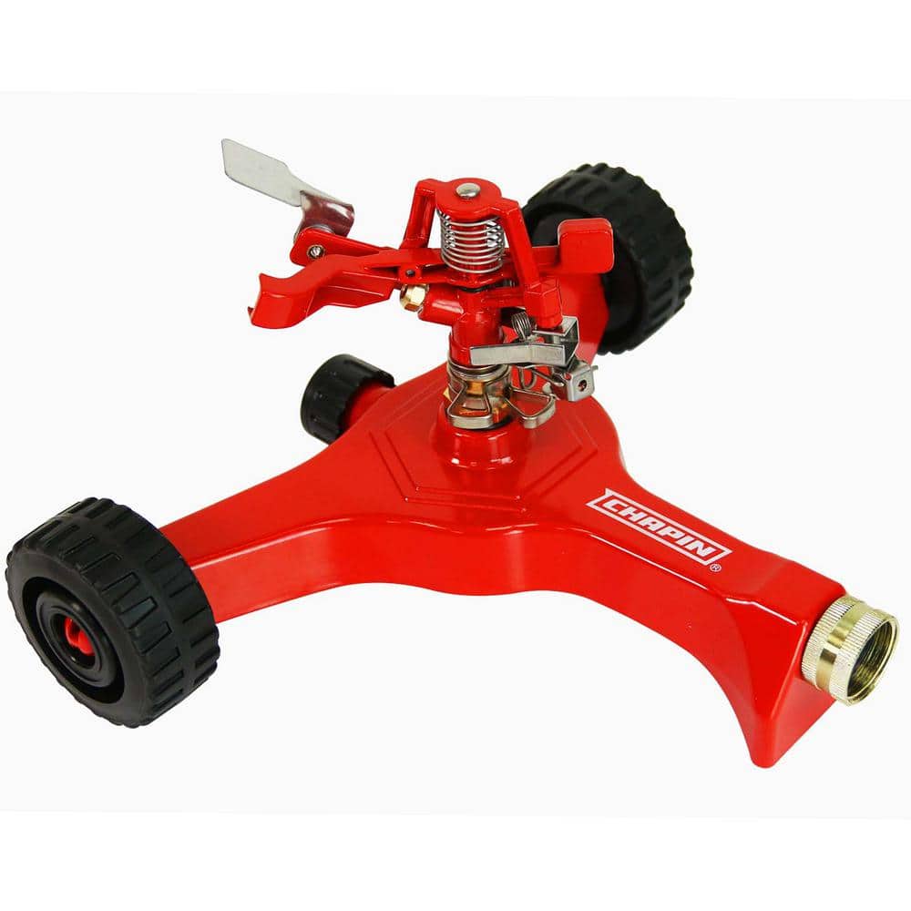 4982: Wheeled Impact Sprinkler, 360-Degree Automatic Impact Sprinkler with Wheeled Base for Medium to Large Gardens - Hercitys