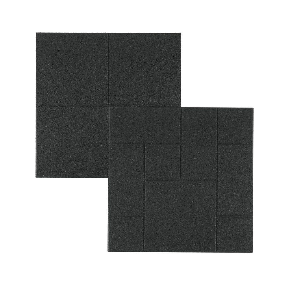 24 in. x 24 in. x 5/8 in. Black Dual-Sided Rubber Paver (4-Pack) - Hercitys