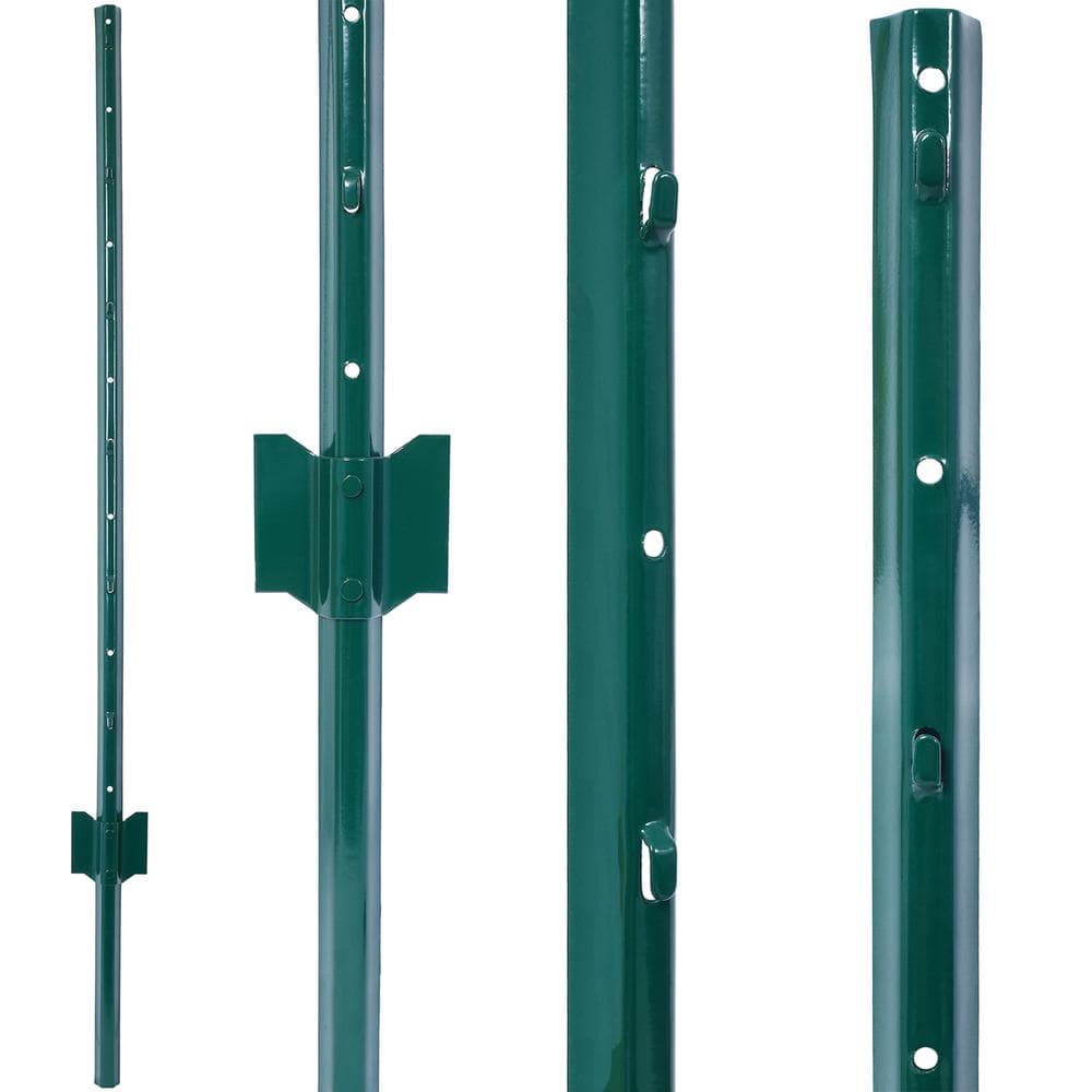 4 ft. Heavy Duty Green Metal U-Channel Steel Fence Posts for Holding Garden Wire Fence, Corner Anchor Posts (10-Pack) - Hercitys