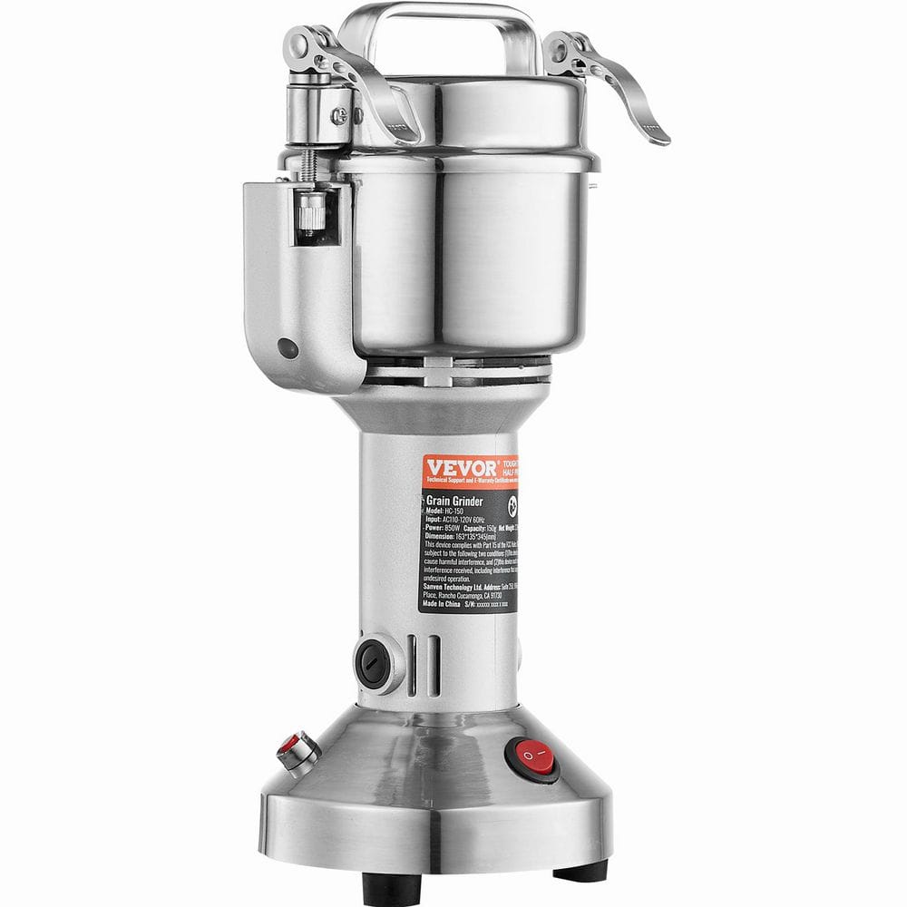 150g Electric Grain Mill, 850-Watt High-Speed Spice Grinder,Stainless Steel Pulverizer for Grains, Spices, Straight Type - Hercitys