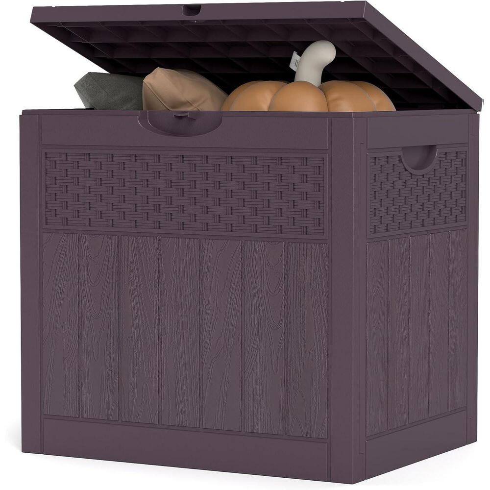 33 Gal. Brown Resin Deck Box with Lockable Lid - Hercitys