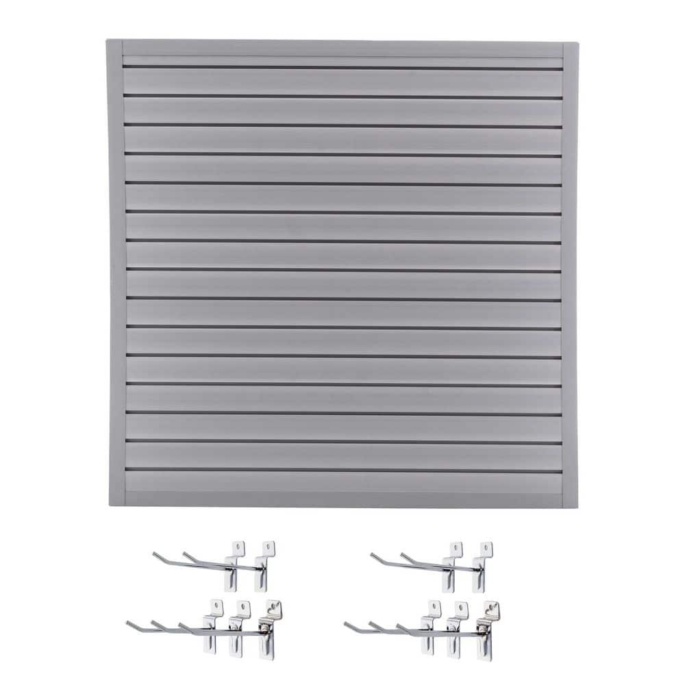 47.24 in. H x 47.24 in. W PVC Slatwall Panels Kit in Gray Pegboard Wall Organizer (54-Pack) - Hercitys