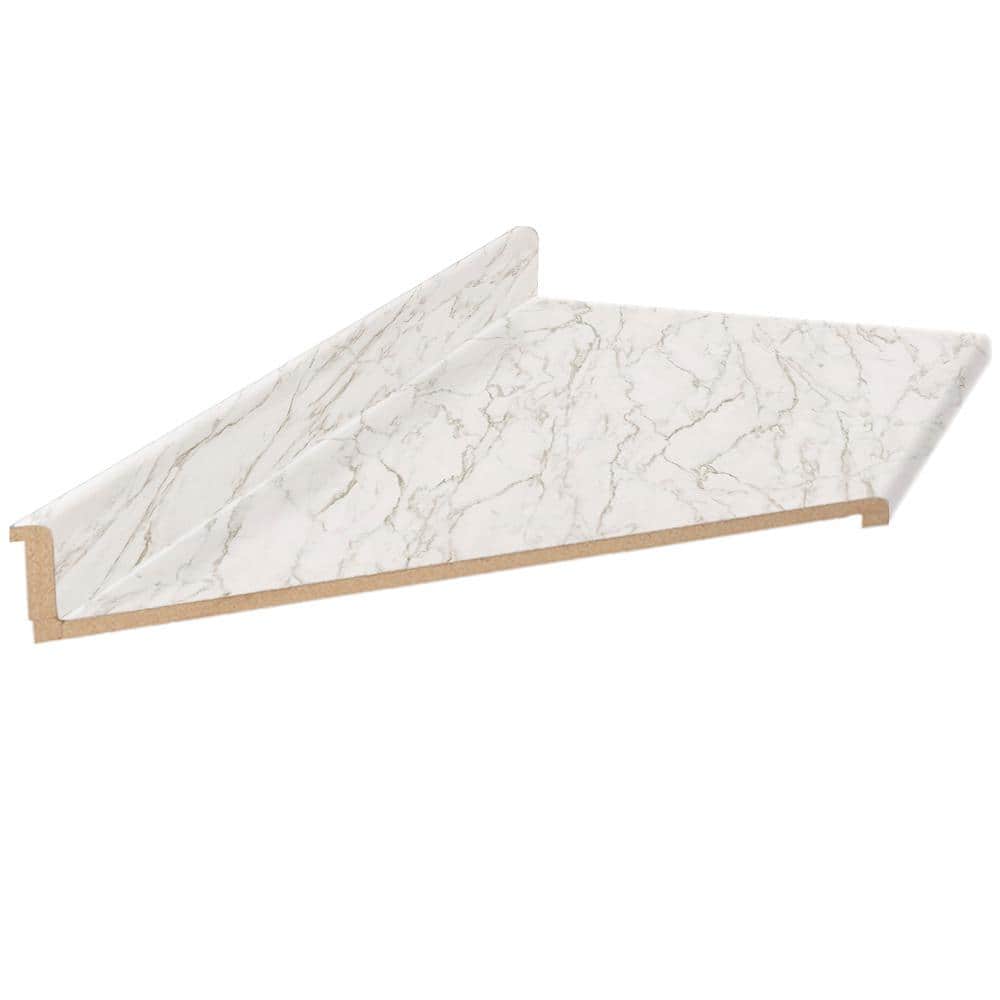 10 ft. Left Miter Laminate Countertop in Textured Anzio Marble with Waterfall Edge and Integrated Backsplash - Hercitys
