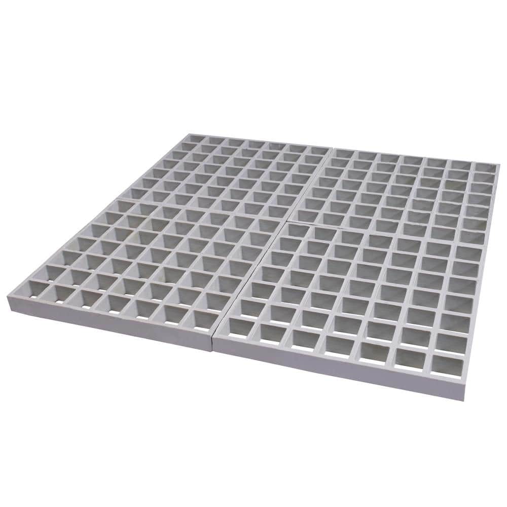 10.6 in. x 10.6 in. x 1 in. Gray Fiberglass Molded Grating, Paver,1.5 in. x 1.5 in. x 1 in. (4-Pack) - Hercitys