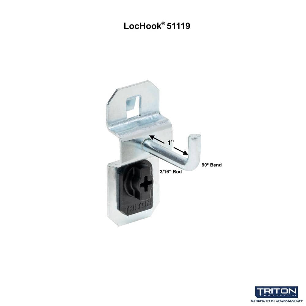 1 in. Single Rod 90 Degree Bend 3/16 in. Dia Zinc Plated Steel Pegboard Hook (5-Pack) - Hercitys