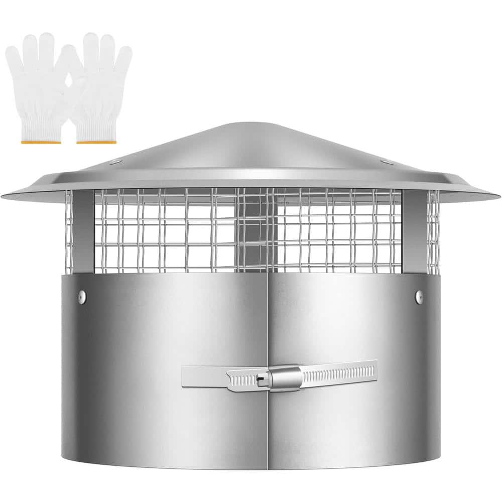 10 in. Round Adjustable Stainless Steel Chimney Cap with Screen - Hercitys