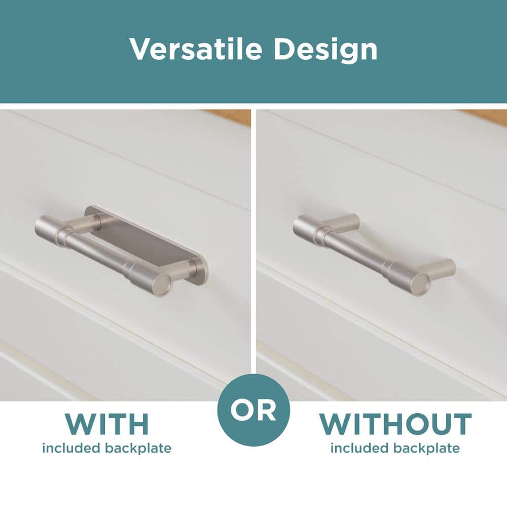 (10-Pack) Round Layered Backplate 5-1/16 in. (128 mm) Modern Satin Nickel Cabinet Handle Drawer Bar Pulls - Hercitys