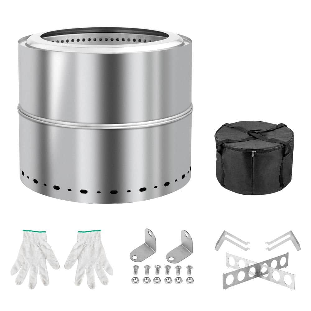 19.3 in. H Detachable Stainless Steel Smokeless Stove with Storage Bag and Handle and Base - Hercitys