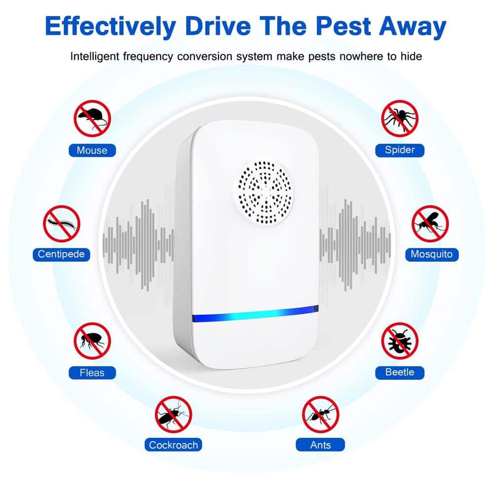 5-Watt White Indoor Ultrasonic Pest Control Repeller, Electronic Pest Repellent Plug in for Mice,Roach,Mosquito(6-Pack) - Hercitys