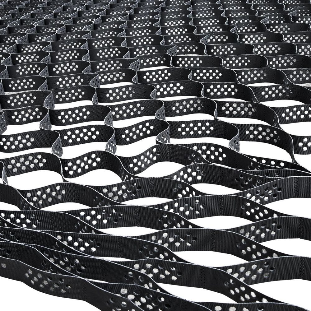 10 ft. x 16.5 ft. x 4 in. M Series Black Plastic Ground Geo Grid Driveway Ground Pavers for Landscaping - Hercitys