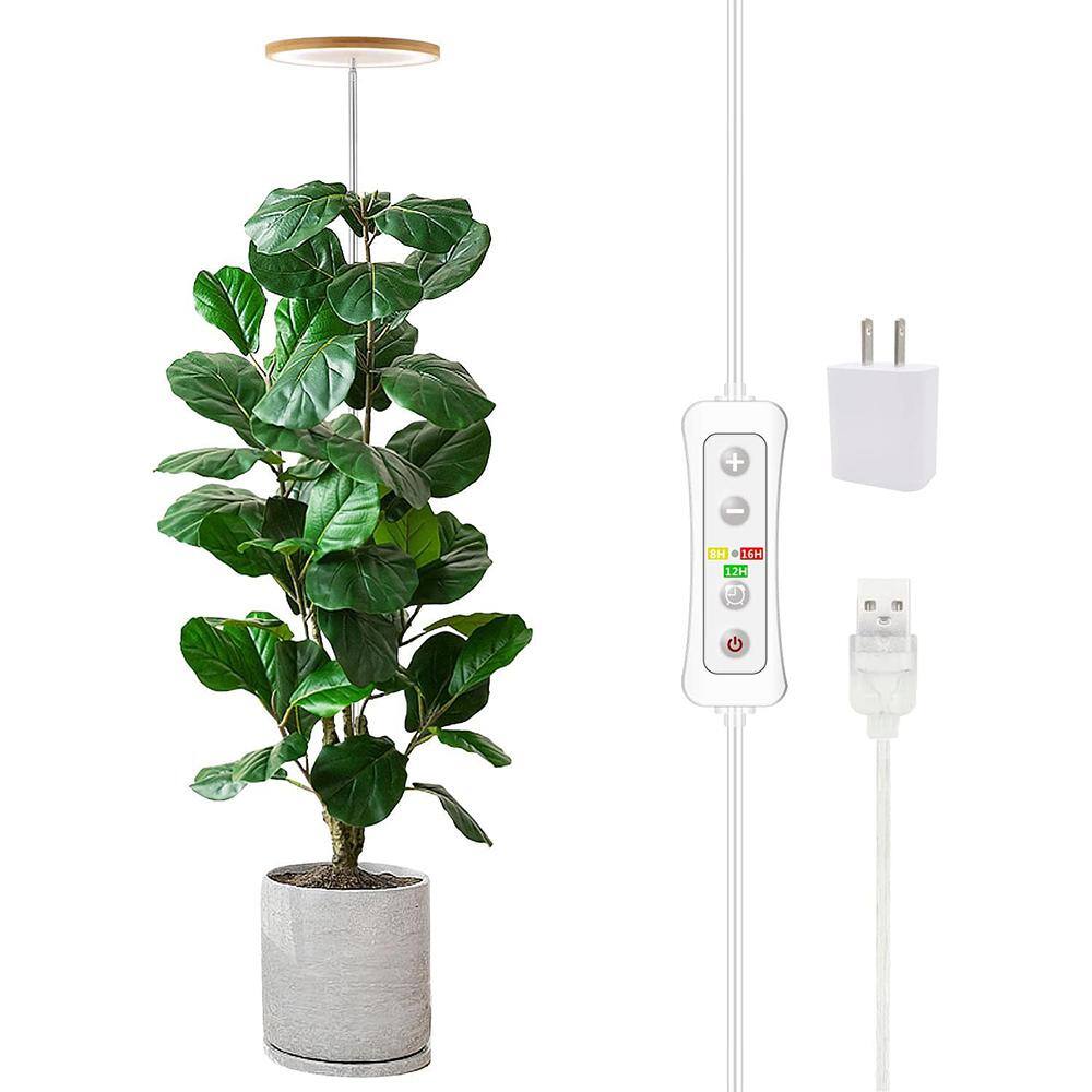 13.7 in.-61.1 in. Adjustable Height White Indoor Full Spectrum LED Grow Light with Timer and 10-Level Dimmable - Hercitys