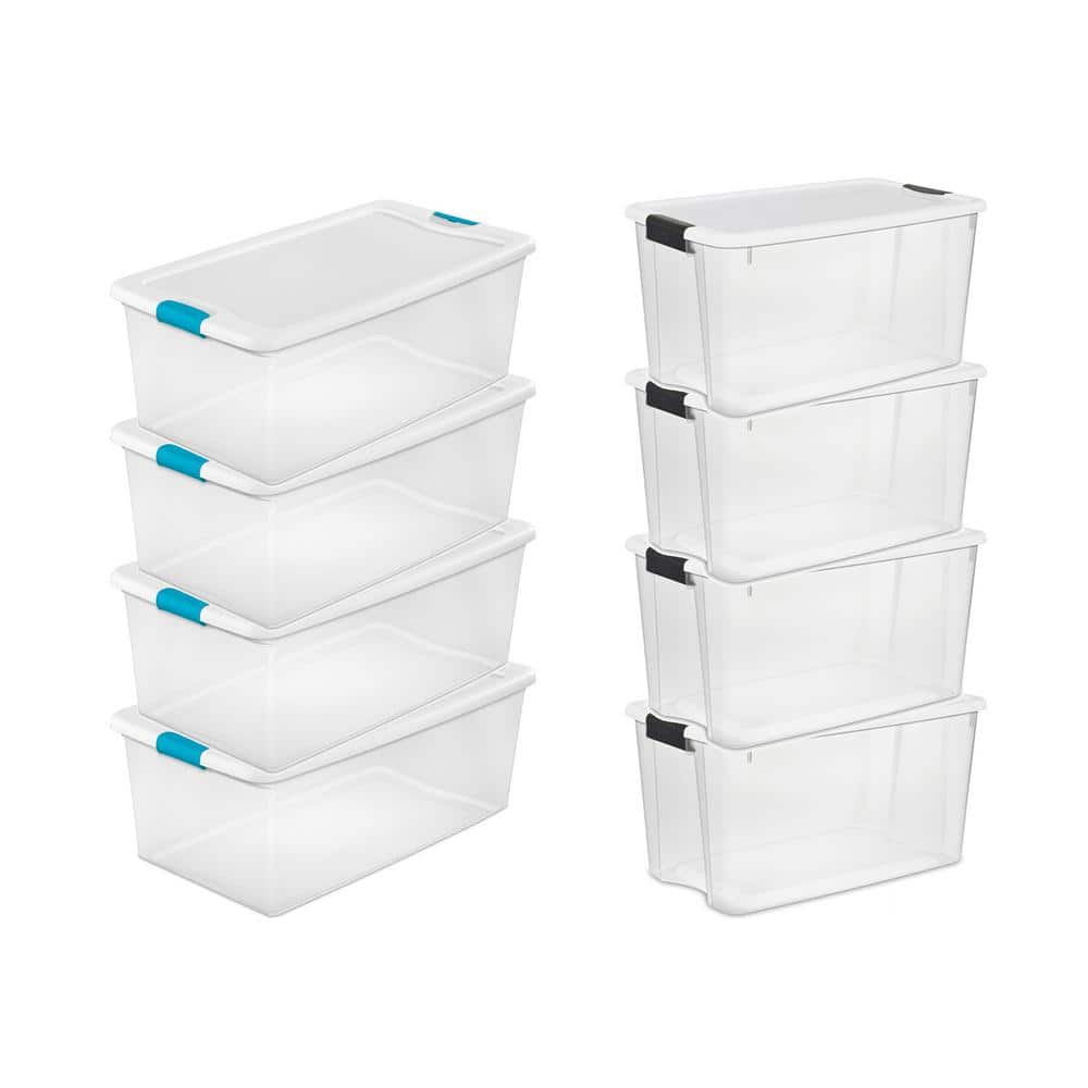 106 Quart Latching Storage Container (4 Pack) + 70 Quart Box (4 Pack) - Hercitys