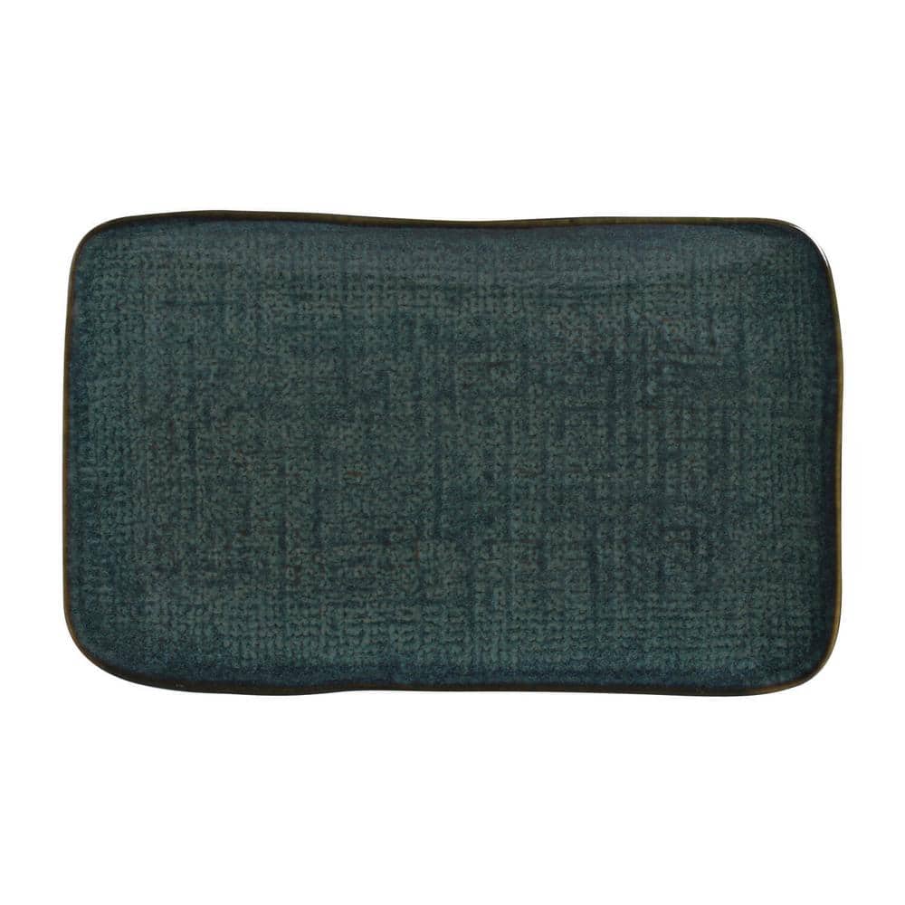 10.63 in. Oceano Dark Blue Stoneware Rectangular Platter Medium Juta (Set of 4) - Hercitys