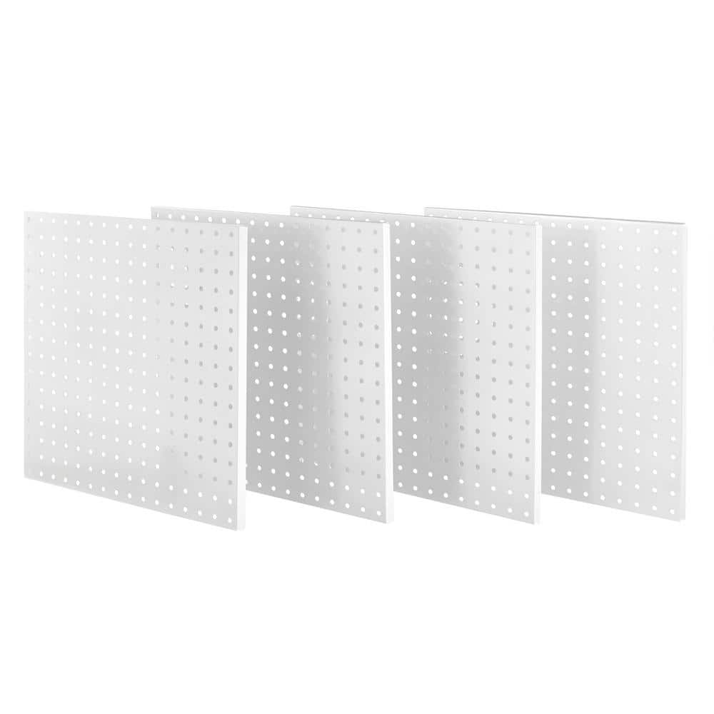 16 in. x 16 in. Heavy-Duty Steel Pegboards Mounting Hardware Included in White (4-Pack) - Hercitys