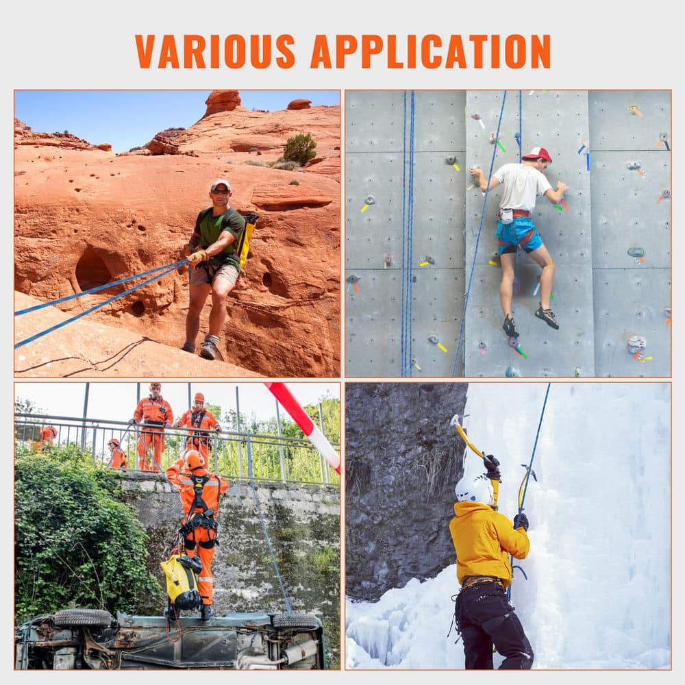 10. 2mm Dynamic Climbing Rope, 60M/197ft. Outdoor Rock Climbing Rope 25KN Breaking Tension, Stretchable Fiber Rope, Blue - Hercitys