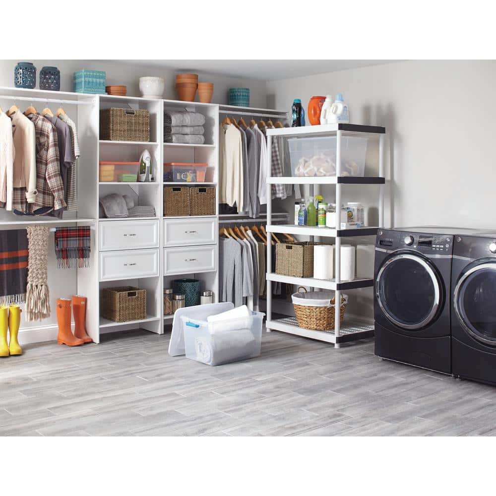 5-Tier Easy Assembly Multi-purpose Plastic Garage Storage Shelving Unit in Gray (36 in. W x 72 in. H x 24 in. D) - Hercitys