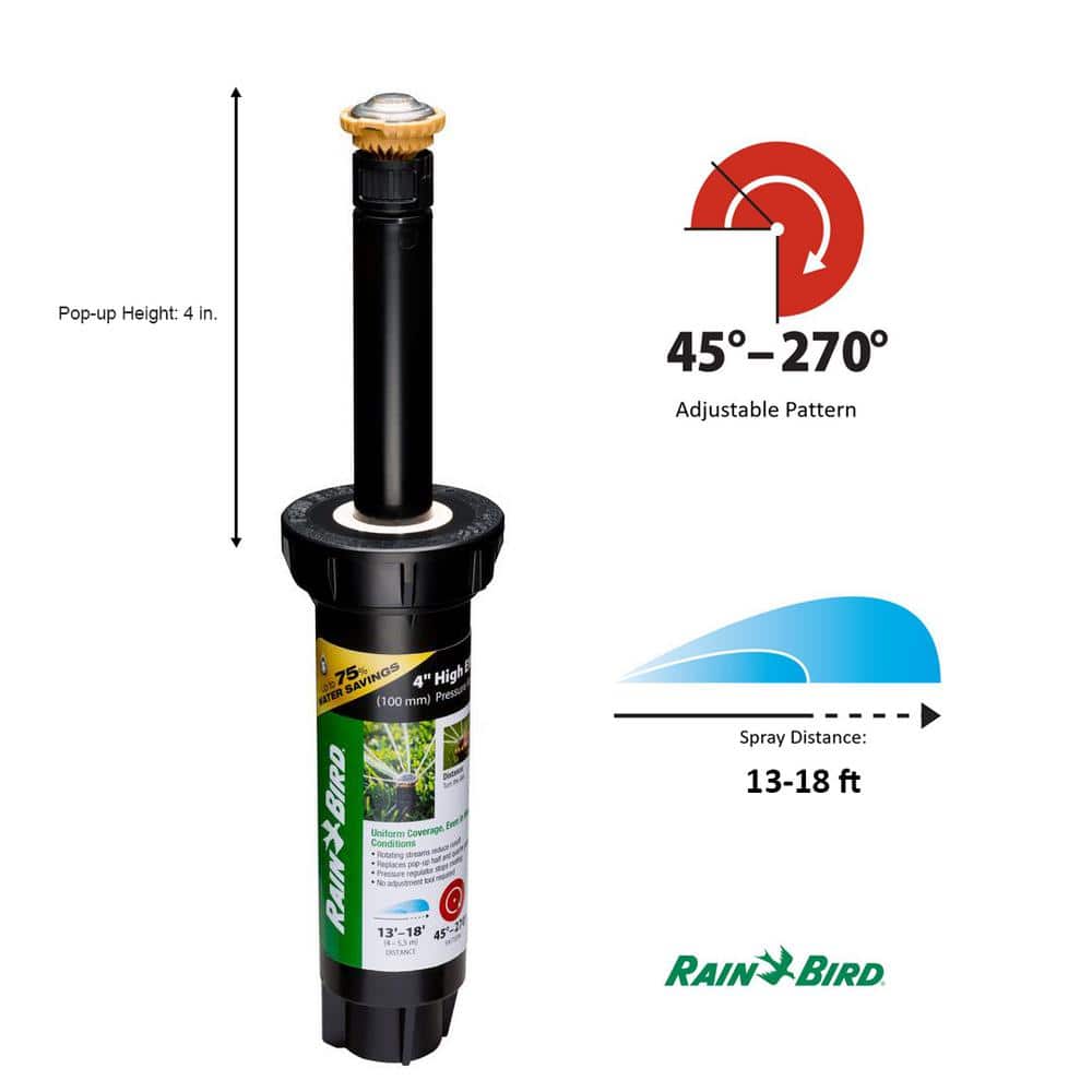 12SA 4 in. Pop-Up Rotary PRS Sprinkler, 45-270° Pattern, Adjustable 13-18 ft. - Hercitys