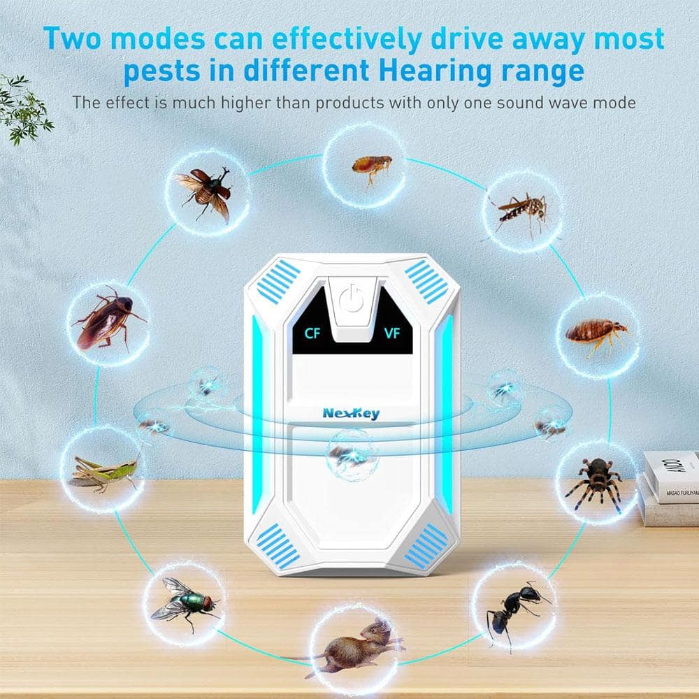 3-5-Watt White Ultrasonic Indoor Pest Control Repellent with 2-Mode Switching for Mice, Roach, Mosquito (6-Pack) - Hercitys