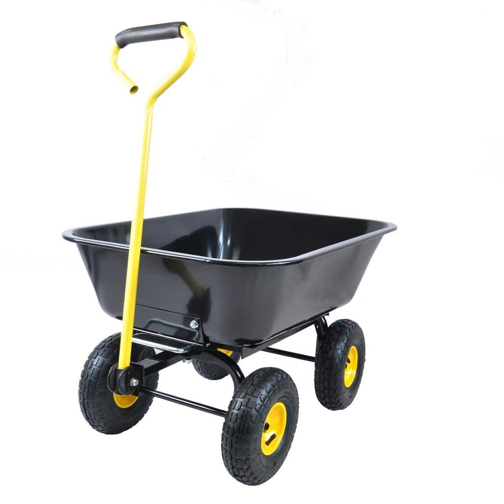 2.5 cu. ft. Metal Garden Cart with Steel Frame and 10 in. Pneumatic Tires 300 lbs. - Hercitys