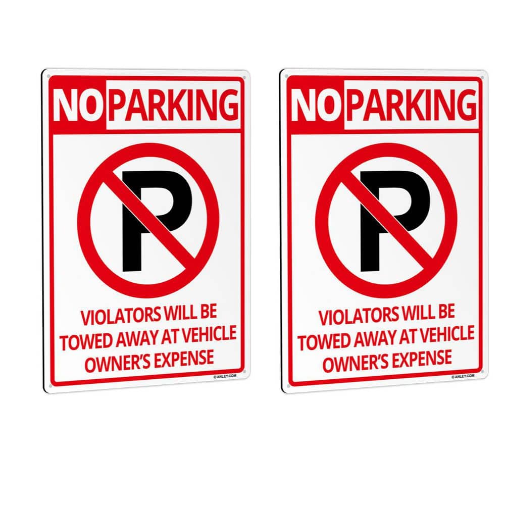 14 in. x 10 in. No Parking Sign – Violators Will Be Towed Away at Vehicle Owners Expense Metal Warning Sign (Pack of 2) - Hercitys