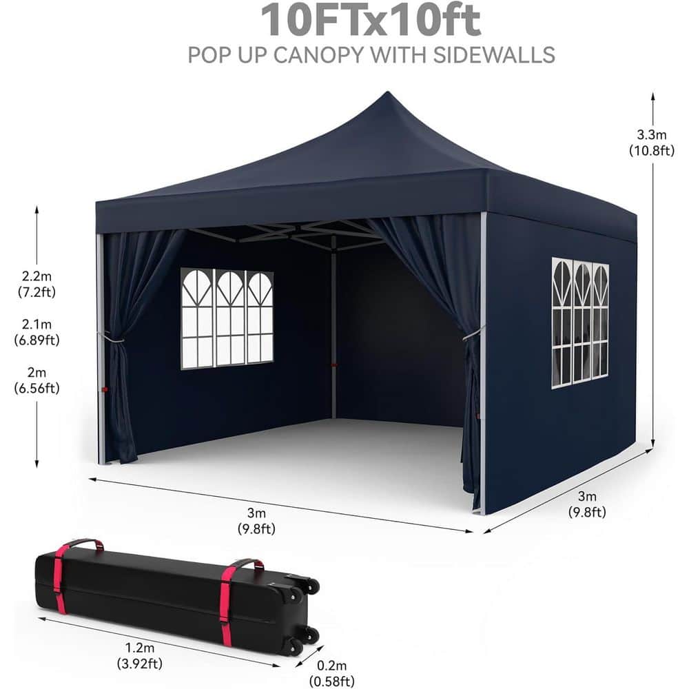 10 x 10 ft. Pop Up Canopy Tent with Sidewalls - Hercitys