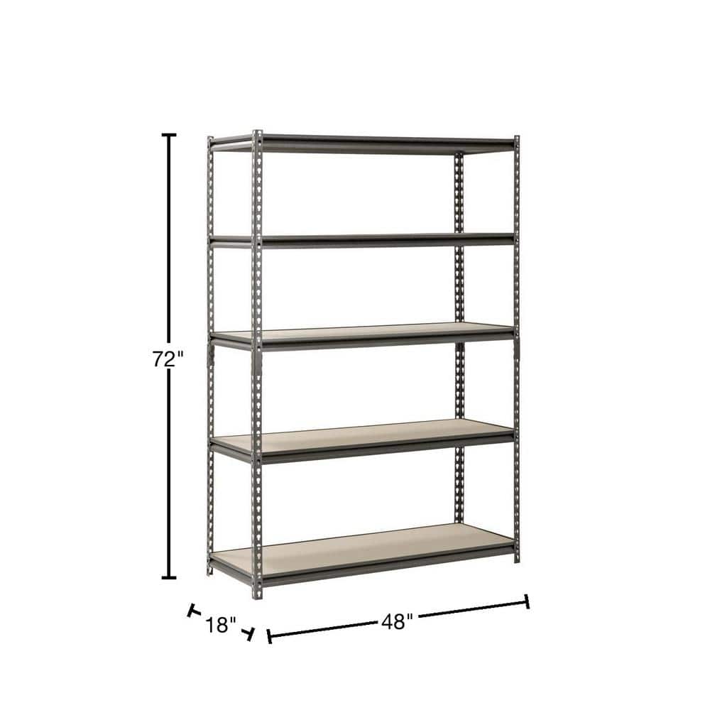 5-Tier Boltless Steel Garage Storage Shelving Unit in Silver Vein ( 48 in. W x 72 in. H x 18 in. D) - Hercitys